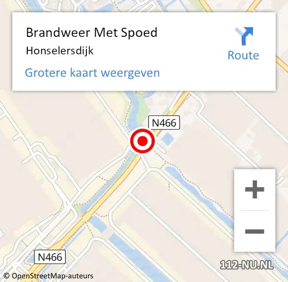 Locatie op kaart van de 112 melding: Brandweer Met Spoed Naar Honselersdijk op 15 juli 2021 14:31