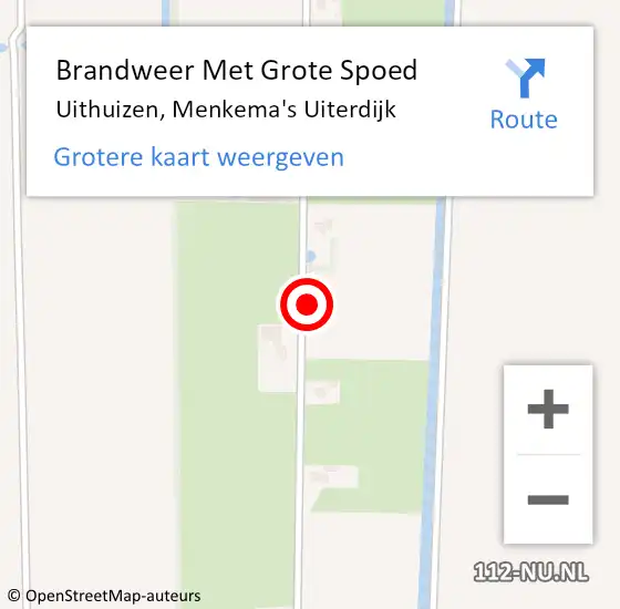 Locatie op kaart van de 112 melding: Brandweer Met Grote Spoed Naar Uithuizen, Menkema's Uiterdijk op 15 juli 2021 14:36