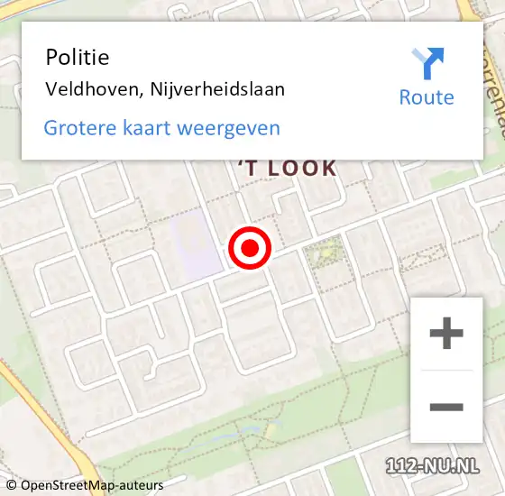 Locatie op kaart van de 112 melding: Politie Veldhoven, Nijverheidslaan op 15 juli 2021 14:37