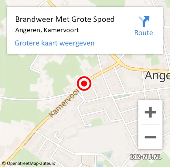 Locatie op kaart van de 112 melding: Brandweer Met Grote Spoed Naar Angeren, Kamervoort op 15 juli 2021 14:45