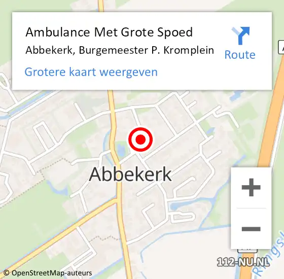 Locatie op kaart van de 112 melding: Ambulance Met Grote Spoed Naar Abbekerk, Burgemeester P. Kromplein op 15 juli 2021 14:52