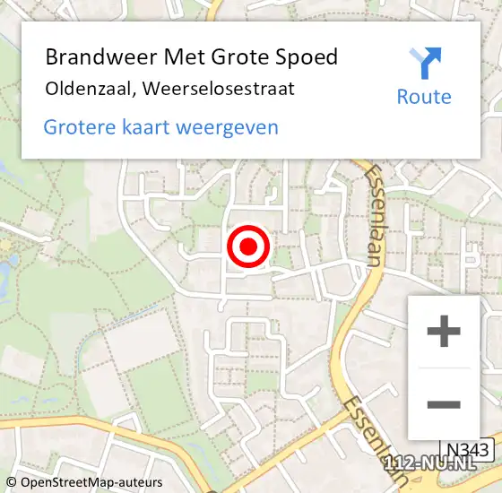 Locatie op kaart van de 112 melding: Brandweer Met Grote Spoed Naar Oldenzaal, Weerselosestraat op 15 juli 2021 15:11