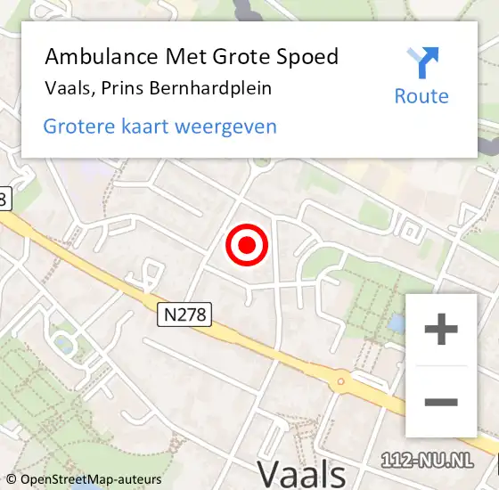 Locatie op kaart van de 112 melding: Ambulance Met Grote Spoed Naar Vaals, Prins Bernhardstraat op 16 juni 2014 15:26