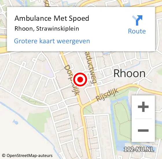 Locatie op kaart van de 112 melding: Ambulance Met Spoed Naar Rhoon, Strawinskiplein op 15 juli 2021 15:21