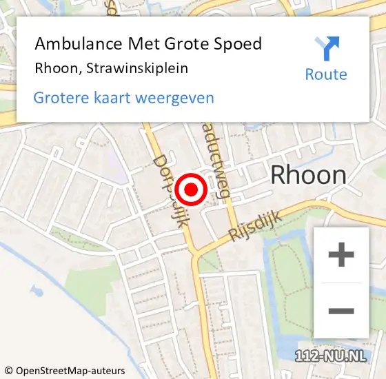 Locatie op kaart van de 112 melding: Ambulance Met Grote Spoed Naar Rhoon, Strawinskiplein op 15 juli 2021 15:26