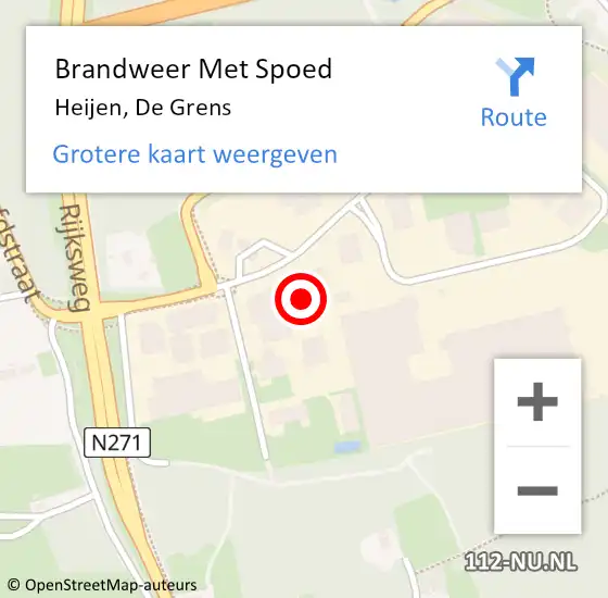 Locatie op kaart van de 112 melding: Brandweer Met Spoed Naar Heijen, De Grens op 15 juli 2021 15:34