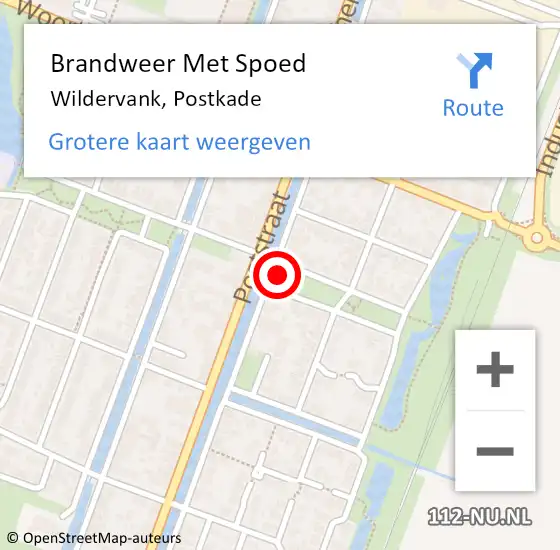 Locatie op kaart van de 112 melding: Brandweer Met Spoed Naar Wildervank, Postkade op 15 juli 2021 16:06