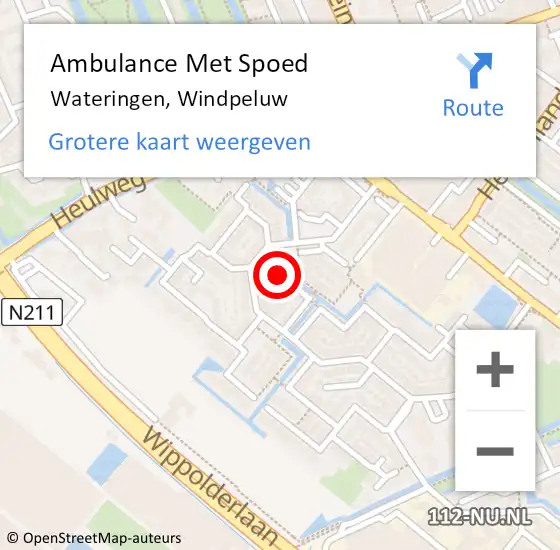 Locatie op kaart van de 112 melding: Ambulance Met Spoed Naar Wateringen, Windpeluw op 15 juli 2021 16:06