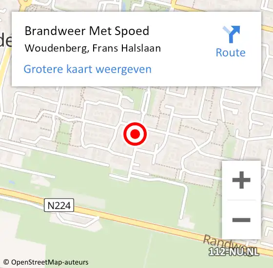 Locatie op kaart van de 112 melding: Brandweer Met Spoed Naar Woudenberg, Frans Halslaan op 15 juli 2021 16:14