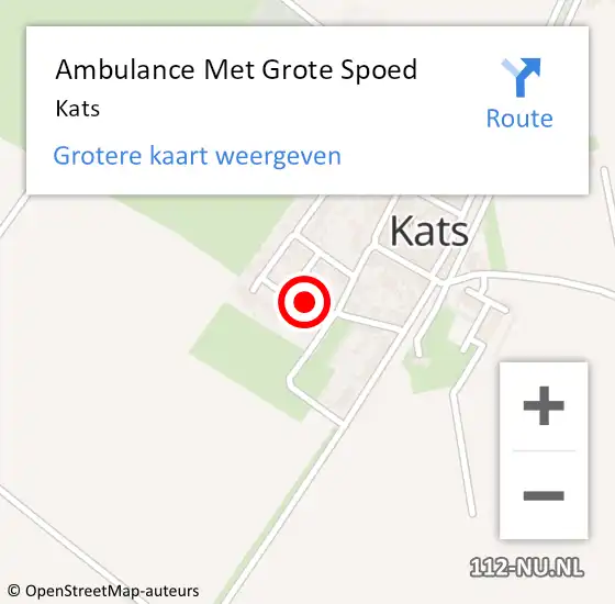 Locatie op kaart van de 112 melding: Ambulance Met Grote Spoed Naar Kats op 15 juli 2021 16:37