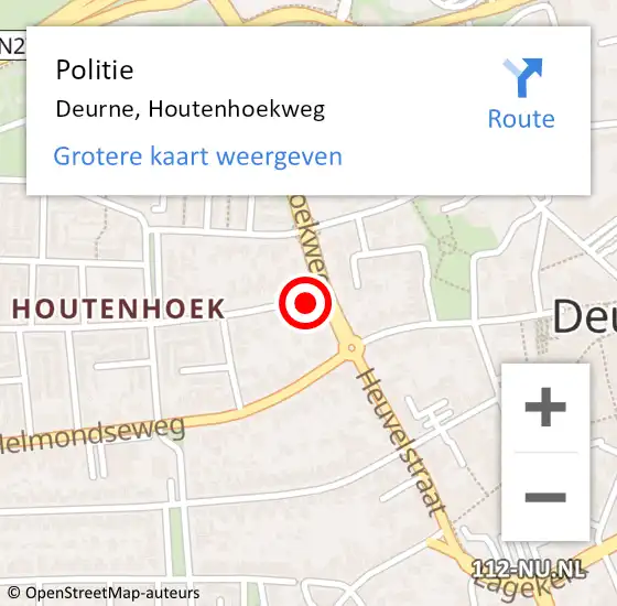 Locatie op kaart van de 112 melding: Politie Deurne, Houtenhoekweg op 15 juli 2021 16:47