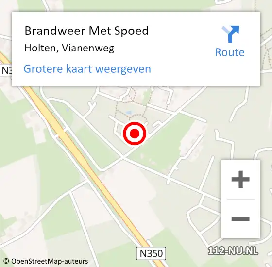 Locatie op kaart van de 112 melding: Brandweer Met Spoed Naar Holten, Vianenweg op 15 juli 2021 17:09