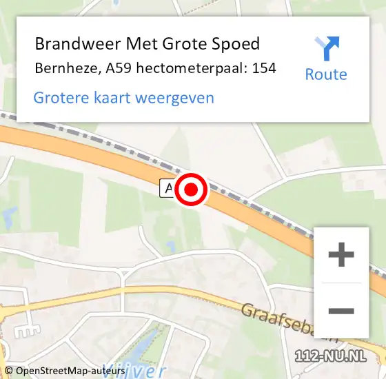 Locatie op kaart van de 112 melding: Brandweer Met Grote Spoed Naar Bernheze, A59 hectometerpaal: 154 op 15 juli 2021 17:18