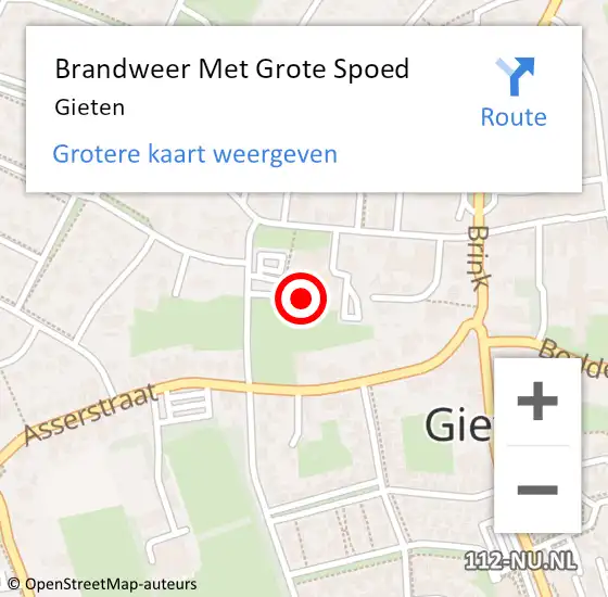 Locatie op kaart van de 112 melding: Brandweer Met Grote Spoed Naar Gieten op 15 juli 2021 17:20