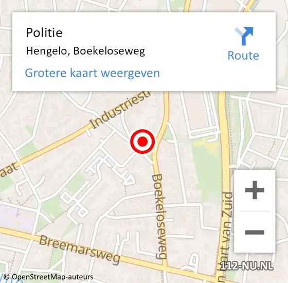 Locatie op kaart van de 112 melding: Politie Hengelo, Boekeloseweg op 15 juli 2021 17:21