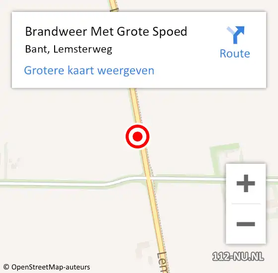 Locatie op kaart van de 112 melding: Brandweer Met Grote Spoed Naar Bant, Lemsterweg op 15 juli 2021 17:25