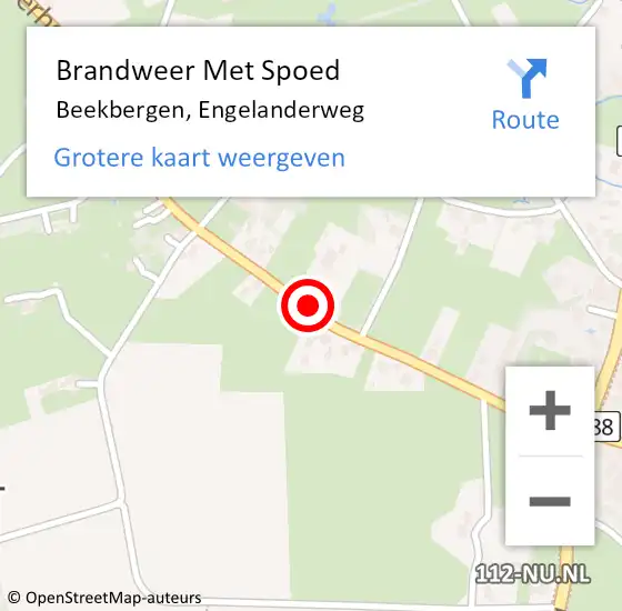 Locatie op kaart van de 112 melding: Brandweer Met Spoed Naar Beekbergen, Engelanderweg op 15 juli 2021 17:29