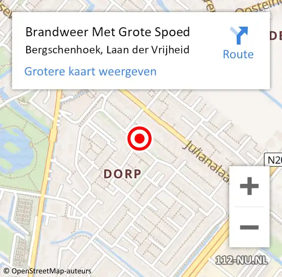 Locatie op kaart van de 112 melding: Brandweer Met Grote Spoed Naar Bergschenhoek, Laan der Vrijheid op 15 juli 2021 17:40