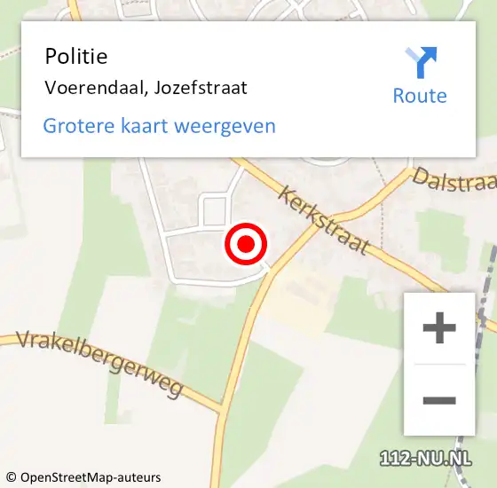 Locatie op kaart van de 112 melding: Politie Voerendaal, Jozefstraat op 15 juli 2021 17:52