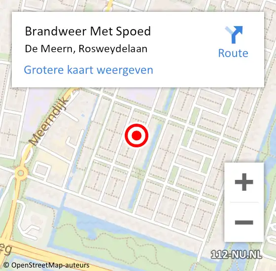 Locatie op kaart van de 112 melding: Brandweer Met Spoed Naar De Meern, Rosweydelaan op 15 juli 2021 17:53