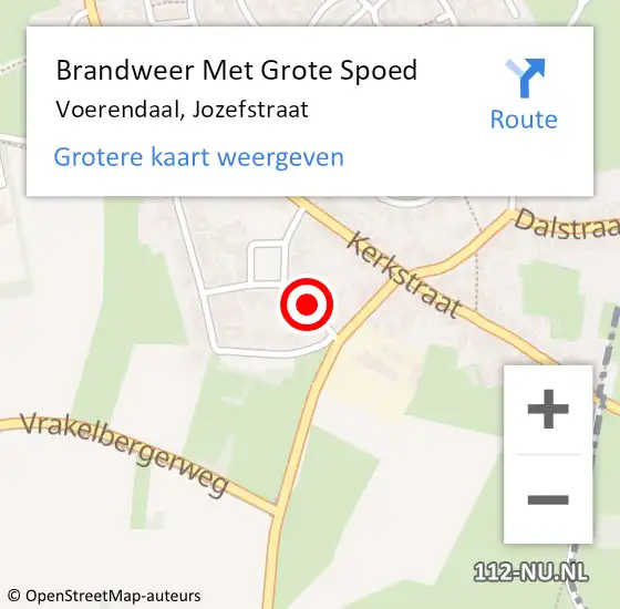 Locatie op kaart van de 112 melding: Brandweer Met Grote Spoed Naar Voerendaal, Jozefstraat op 15 juli 2021 17:53