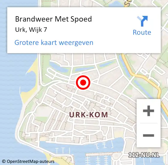 Locatie op kaart van de 112 melding: Brandweer Met Spoed Naar Urk, Wijk 7 op 15 juli 2021 17:54