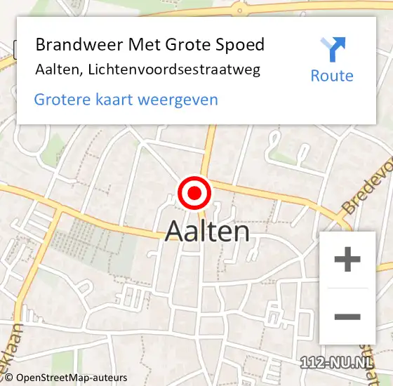 Locatie op kaart van de 112 melding: Brandweer Met Grote Spoed Naar Aalten, Lichtenvoordsestraatweg op 15 juli 2021 17:58