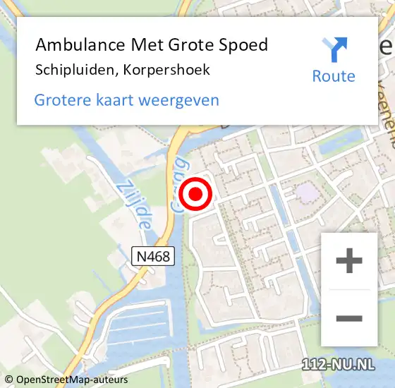 Locatie op kaart van de 112 melding: Ambulance Met Grote Spoed Naar Schipluiden, Korpershoek op 15 juli 2021 18:35