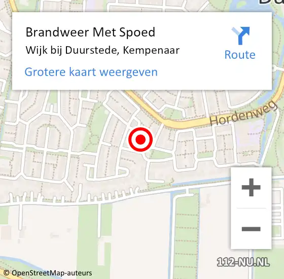 Locatie op kaart van de 112 melding: Brandweer Met Spoed Naar Wijk bij Duurstede, Kempenaar op 15 juli 2021 18:59