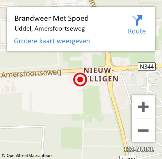 Locatie op kaart van de 112 melding: Brandweer Met Spoed Naar Uddel, Amersfoortseweg op 15 juli 2021 19:34