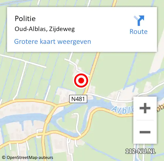 Locatie op kaart van de 112 melding: Politie Oud-Alblas, Zijdeweg op 15 juli 2021 19:34