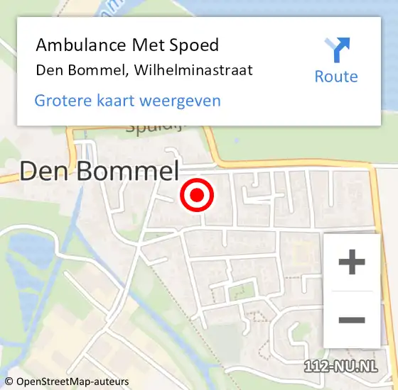 Locatie op kaart van de 112 melding: Ambulance Met Spoed Naar Den Bommel, Wilhelminastraat op 15 juli 2021 19:44