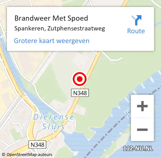 Locatie op kaart van de 112 melding: Brandweer Met Spoed Naar Spankeren, Zutphensestraatweg op 15 juli 2021 19:59