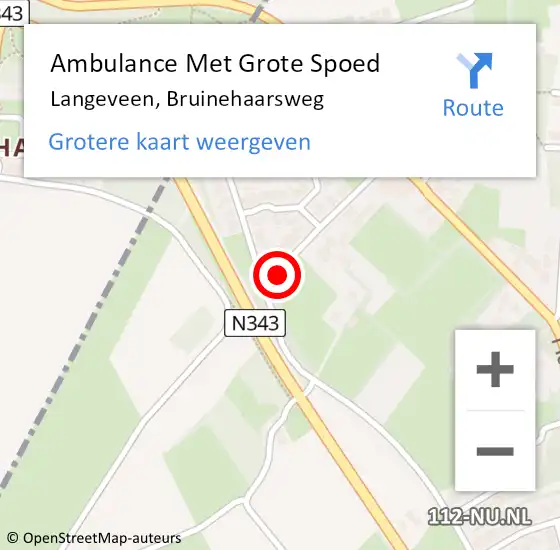 Locatie op kaart van de 112 melding: Ambulance Met Grote Spoed Naar Langeveen, Bruinehaarsweg op 15 juli 2021 20:00