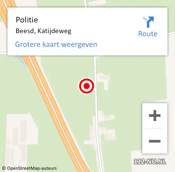 Locatie op kaart van de 112 melding: Politie Beesd, Katijdeweg op 15 juli 2021 20:43