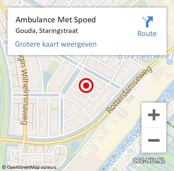 Locatie op kaart van de 112 melding: Ambulance Met Spoed Naar Gouda, Staringstraat op 15 juli 2021 20:44