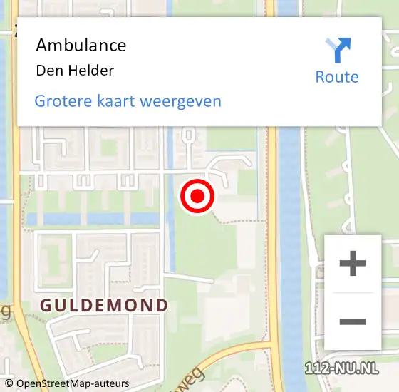 Locatie op kaart van de 112 melding: Ambulance Den Helder op 15 juli 2021 21:09