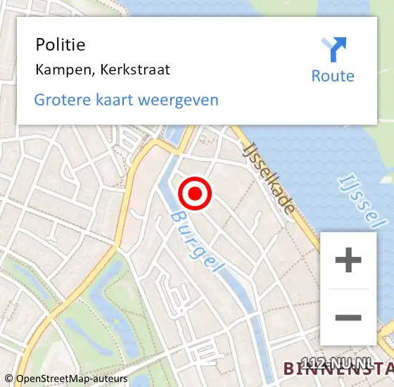 Locatie op kaart van de 112 melding: Politie Kampen, Kerkstraat op 15 juli 2021 21:20