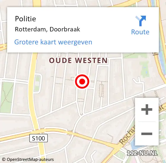 Locatie op kaart van de 112 melding: Politie Rotterdam, Doorbraak op 15 juli 2021 21:26