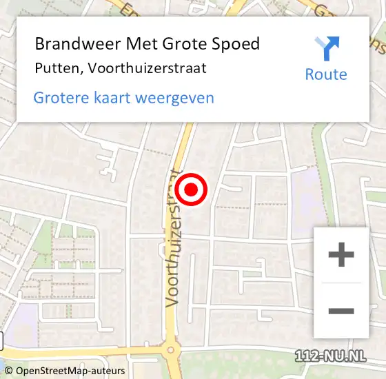 Locatie op kaart van de 112 melding: Brandweer Met Grote Spoed Naar Putten, Voorthuizerstraat op 15 juli 2021 21:47