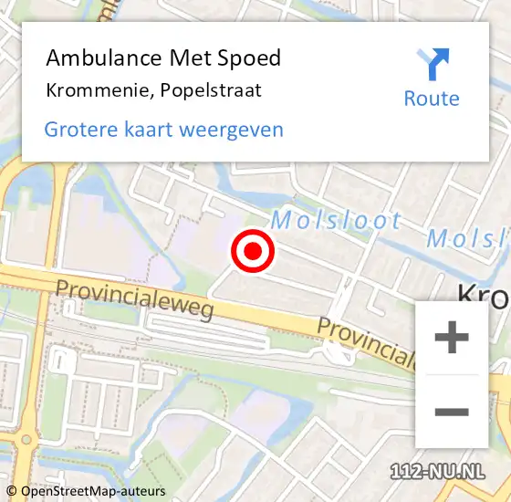Locatie op kaart van de 112 melding: Ambulance Met Spoed Naar Krommenie, Popelstraat op 15 juli 2021 22:33
