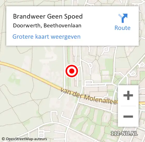 Locatie op kaart van de 112 melding: Brandweer Geen Spoed Naar Doorwerth, Beethovenlaan op 15 juli 2021 22:53