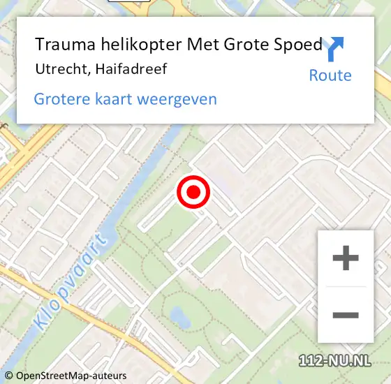 Locatie op kaart van de 112 melding: Trauma helikopter Met Grote Spoed Naar Utrecht, Haifadreef op 15 juli 2021 23:03