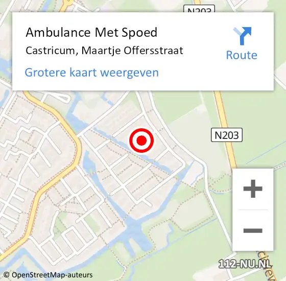 Locatie op kaart van de 112 melding: Ambulance Met Spoed Naar Castricum, Maartje Offersstraat op 15 juli 2021 23:03