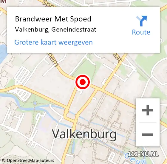 Locatie op kaart van de 112 melding: Brandweer Met Spoed Naar Valkenburg, Geneindestraat op 15 juli 2021 23:09