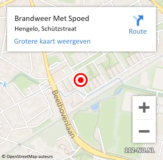 Locatie op kaart van de 112 melding: Brandweer Met Spoed Naar Hengelo, Schützstraat op 15 juli 2021 23:17