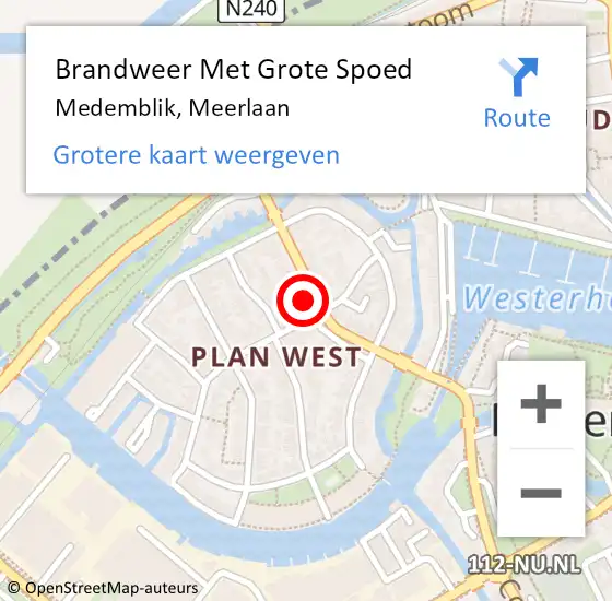 Locatie op kaart van de 112 melding: Brandweer Met Grote Spoed Naar Medemblik, Meerlaan op 15 juli 2021 23:24