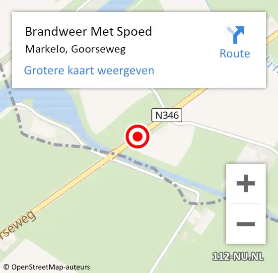 Locatie op kaart van de 112 melding: Brandweer Met Spoed Naar Markelo, Goorseweg op 16 juni 2014 16:06