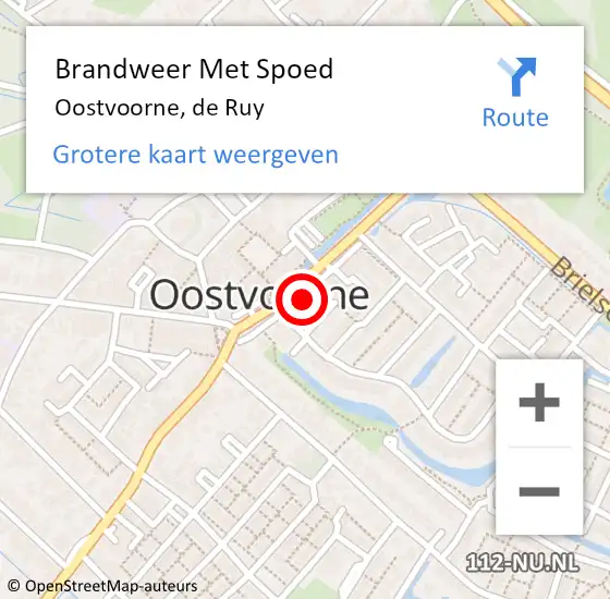 Locatie op kaart van de 112 melding: Brandweer Met Spoed Naar Oostvoorne, de Ruy op 15 juli 2021 23:29