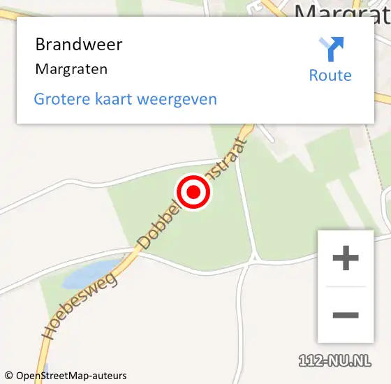 Locatie op kaart van de 112 melding: Brandweer Margraten op 16 juli 2021 00:22
